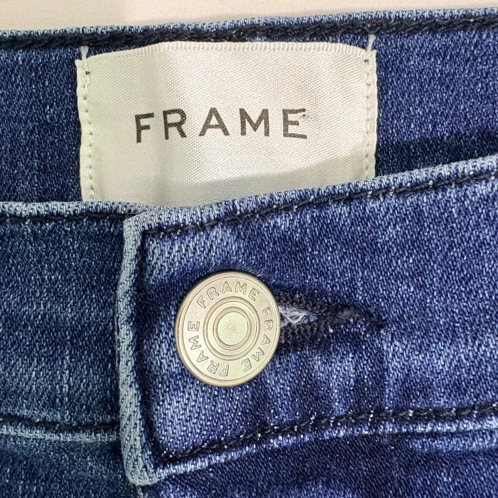 FRAME Le Sleek Straight Jeans Dark Wash High Rise Denim Size 32 - Picture 6 of 9